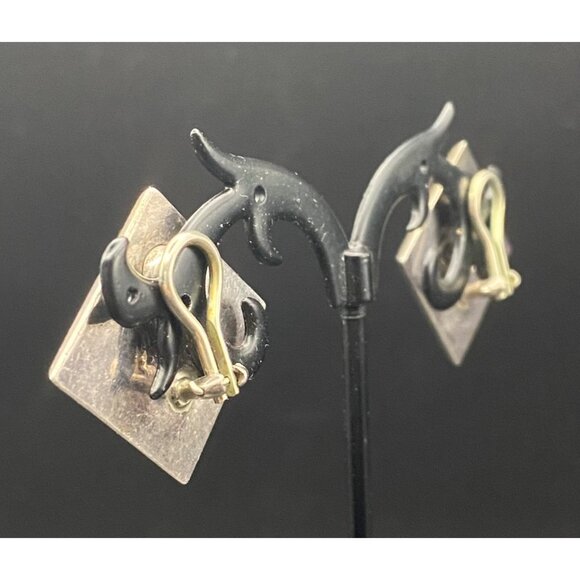 Vintage Lois Hill .925 Sterling Silver Square Clip-On Earrings Ornate Designer - Picture 4 of 10